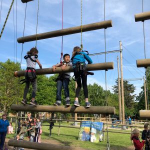 students on a climbing frame